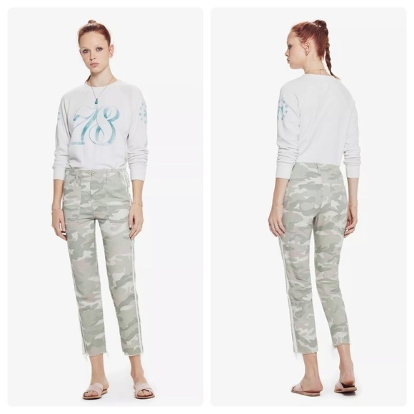 NEW MOTHER camouflage the shaker chop crop fray pants US 25 - Picture 1 of 9